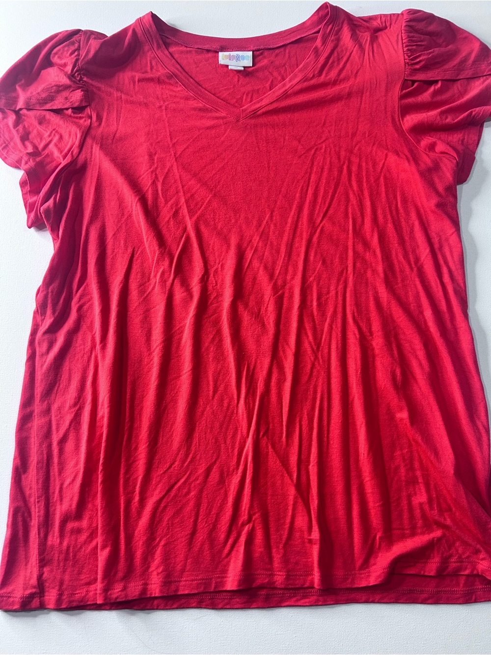 Lularoe Medium Coral V-Neck Short Sleeve T-Shirt